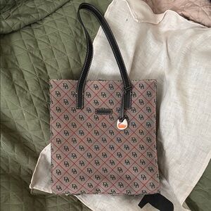 Dooney & Bourke Monogrammed Tan and Black Tote